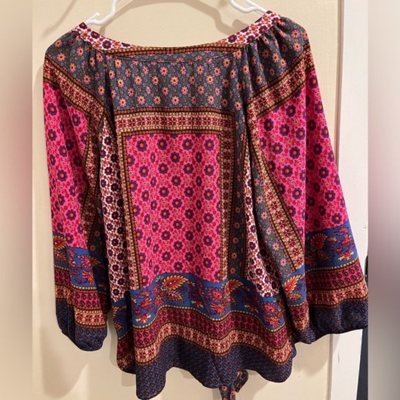 Fig and Flower Women’s Floral Pink 3/4 Sleeve Blouse-XL - Picture 5 of 7